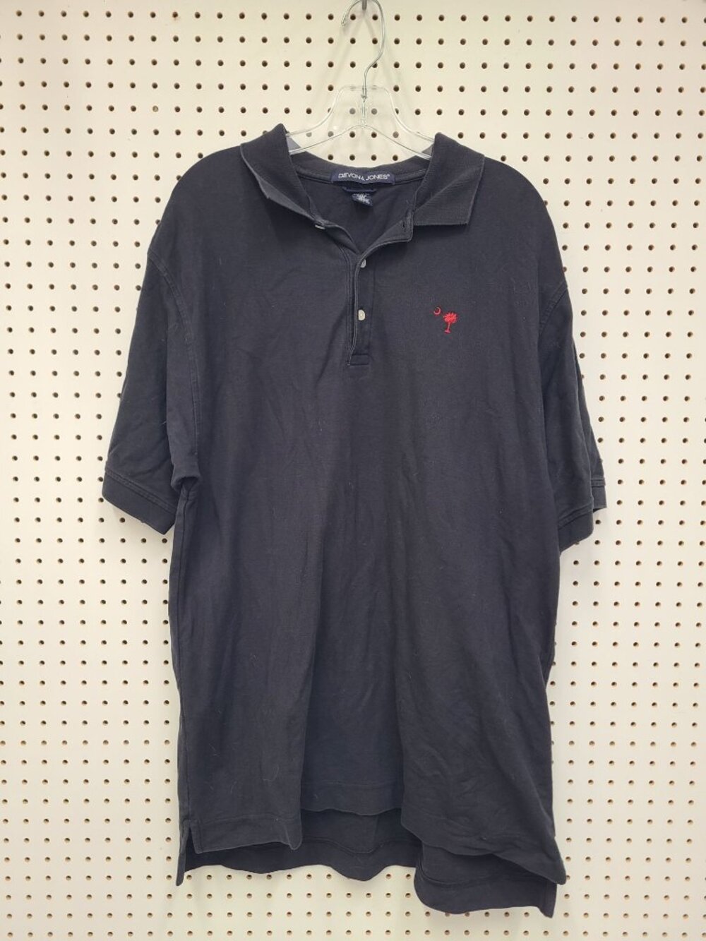 Devon & Jones Mens Black Polo Shirt XL Embroidered Red Tree Logo Cotton Short Sl